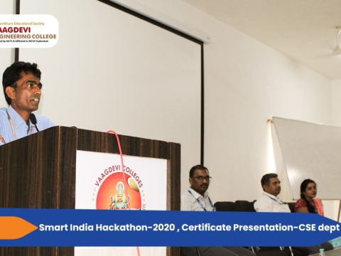 Smart India Hackathon-2020, Certificate Presentation - CSE dept
