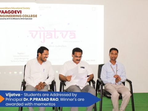 Vijatva - Students are Addressed by Principal Dr. P. Prasad Rao, Winner’s are awarded with mementos