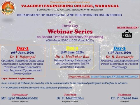 Webinar Series on "Recent Trends in Electrical Engineering"