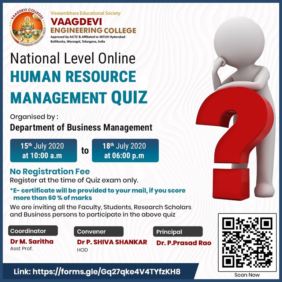 National Level Online Human Resource Management Quiz Vaagdevi